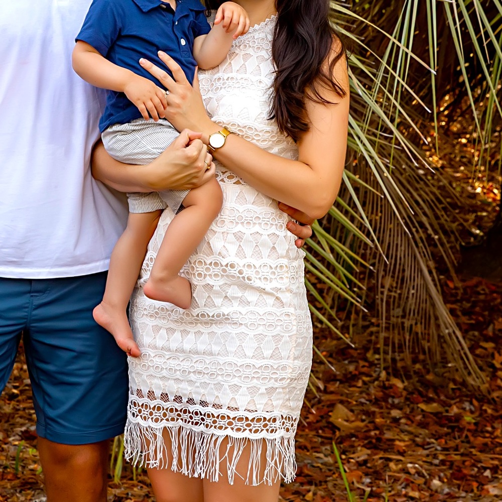 White crochet lace dress